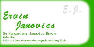 ervin janovics business card